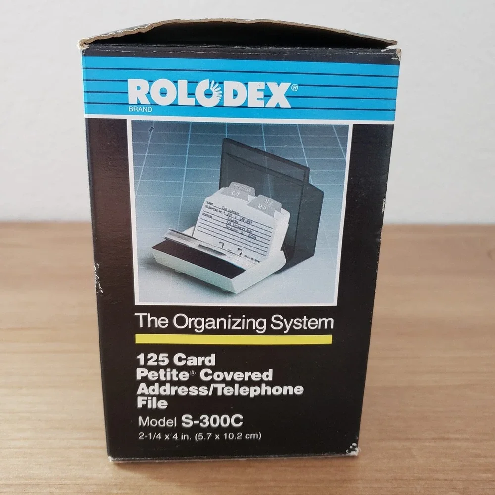 Vintage Rolodex S-300C Black Contact Organizer with Card Dividers - 1989